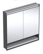 Зеркальный шкафчик Geberit One 90x90x15 см с подсветкой алюминий черный матовый 505.823.00.7