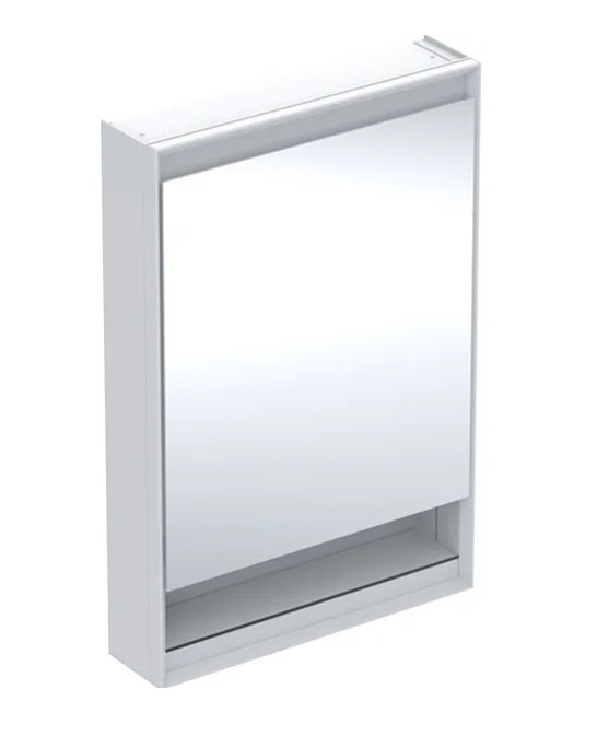 Дзеркальна шафка Geberit One 60x90x15 см з підсвічуванням петлі праворуч алюміній білий 505.831.00.2