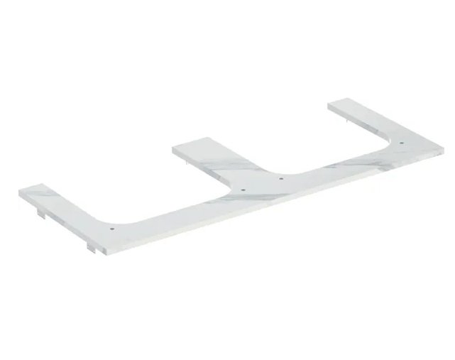 Столешница под раковину Geberit One 119х47,3 см вырез слева и справа керамогранит белый мрамор 505.165.00.1