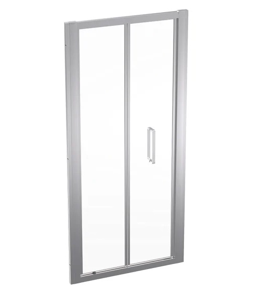 Душевая дверь Geberit Geo складная раздвижная 85–90 см прозрачное стекло/серебристый профиль 560.126.00.2