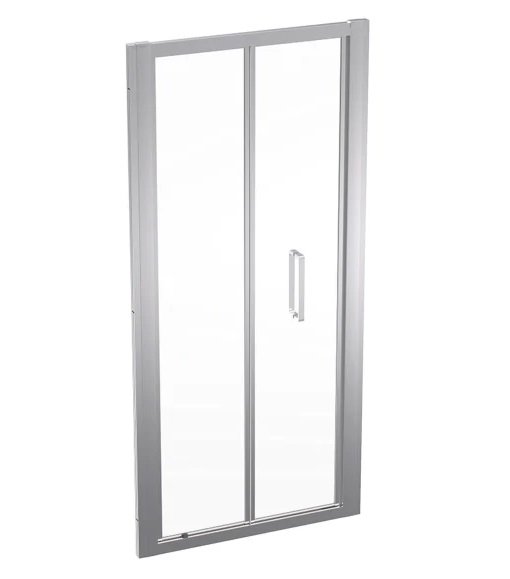 Душевая дверь Geberit Geo складная раздвижная 85–90 см прозрачное стекло/серебристый профиль 560.126.00.2