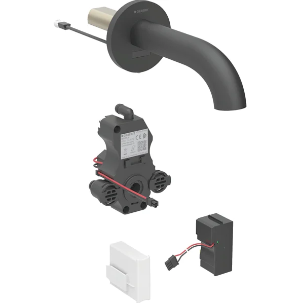 Смеситель для раковины Geberit Piave питание от сети для функционального блока скрытого монтажа латунь черный матовый 116.261.14.1