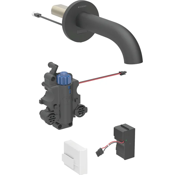 Змішувач для раковини Geberit Piave живлення від мережі для функціонального блоку прихованого монтажу латунь чорний матовий 116.267.14.1