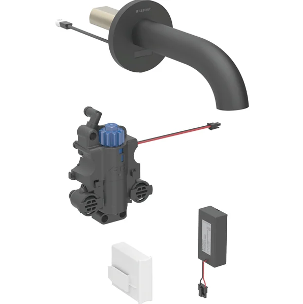 Смеситель для раковины Geberit Piave питание от батарей для функционального блока скрытого монтажа латунь черный матовый116.288.14.1