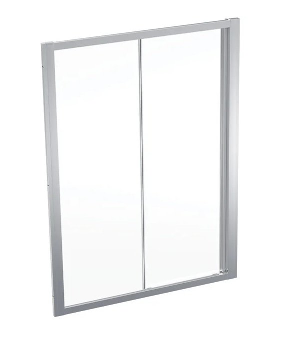 Душові двері Geberit Geo розсувні 145–150 см прозоре скло/сріблястий профіль 560.173.00.2