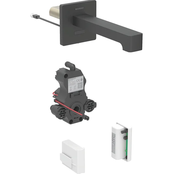 Смеситель для раковины Geberit Brenta питание от генератора для функционального блока скрытого монтажа латунь черный матовый 116.296.14.1