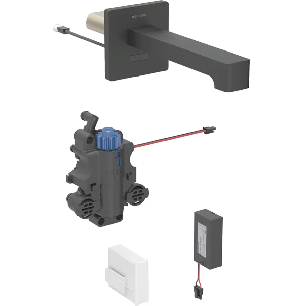 Смеситель для раковины Geberit Brenta питание от батарей для функционального блока скрытого монтажа латунь черный матовый 116.278.14.1