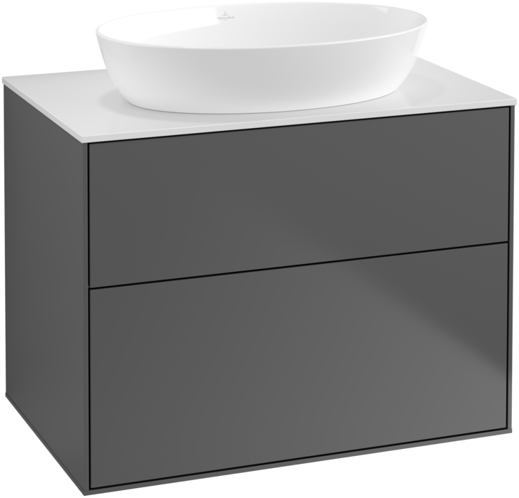 Тумба под раковину Villeroy & Boch Finion 80х50,1 см МДФ антрацит матовый лак/стекло белое матовое F99100GK