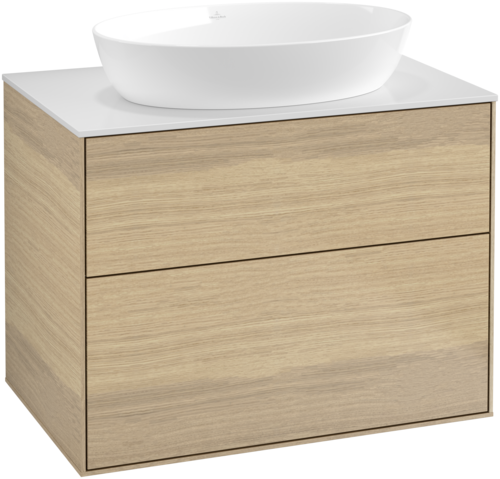 Тумба под раковину Villeroy & Boch Finion 80х50,1 см МДФ шпон дуба/стекло белое матовое F99100PC