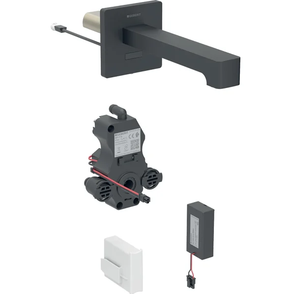 Смеситель для раковины Geberit Brenta питание от батарей для функционального блока скрытого монтажа латунь черный матовый 116.294.14.1