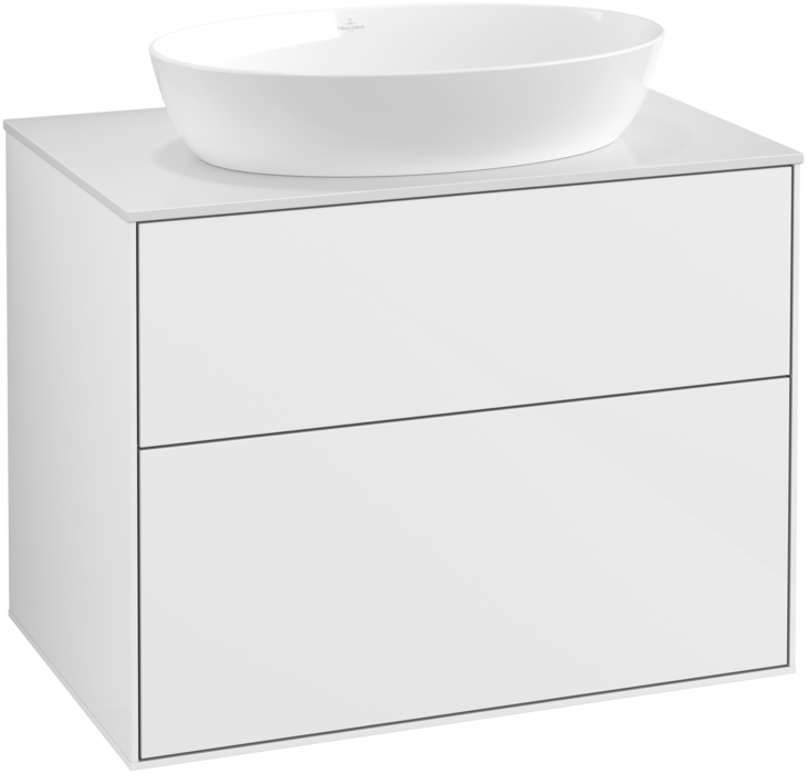 Тумба под раковину Villeroy & Boch Finion 80х50,1 см с подсветкой МДФ глянцевый белый лак/стекло белое матовое G99100GF