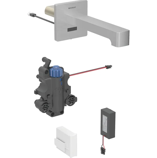 Смеситель для раковины Geberit Brenta питание от батарей для функционального блока скрытого монтажа латунь нерж сталь матовый 116.298.SN.1