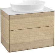 Тумба под раковину Villeroy & Boch Finion 80х50,1 см МДФ шпон дуба/стекло белое матовое F99100PC