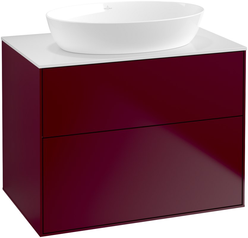 Тумба под раковину Villeroy & Boch Finion 80х50,1 см с подсветкой МДФ пион матовый лак/стекло белое матовое G99100HB