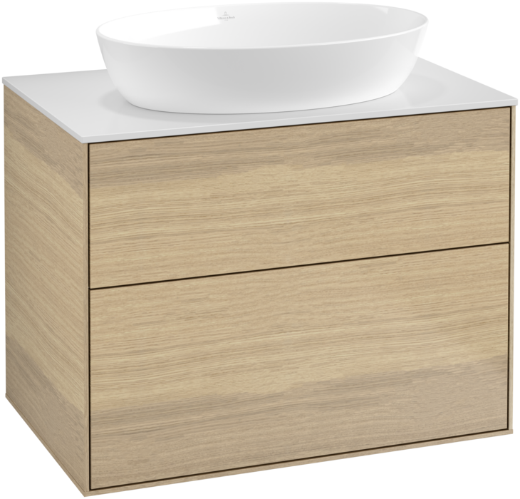 Тумба под раковину Villeroy & Boch Finion 80х50,1 см с подсветкой МДФ шпон дуба/стекло белое матовое G99100PC