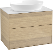 Тумба під раковину Villeroy & Boch Finion 80х50,1 см з підсвічуванням МДФ шпон дуба/скло біле матове G99100PC