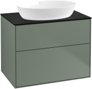 Тумба під раковину Villeroy & Boch Finion 80х50,1 см із підсвічуванням МДФ оливковий матовий лак/скло чорне матове G99200GM