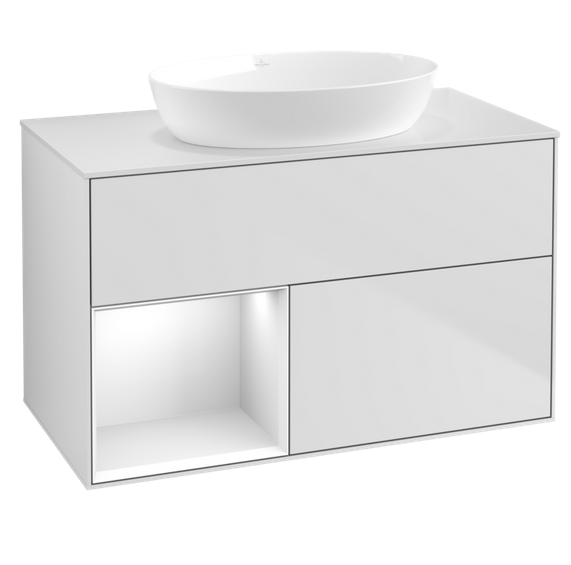 Тумба под раковину Villeroy & Boch Finion 100х50,1 см с подсветкой МДФ белый матовый лак/стекло белое матовое FA11GFMT