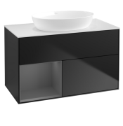 Тумба под раковину Villeroy & Boch Finion 100х50,1 см с подсветкой МДФ черный матовый лак/стекло белое матовое FA11GKPD