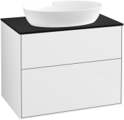 Тумба под раковину Villeroy & Boch Finion 80х50,1 см с подсветкой МДФ глянцевый белый лак/стекло черное матовое G99200GF