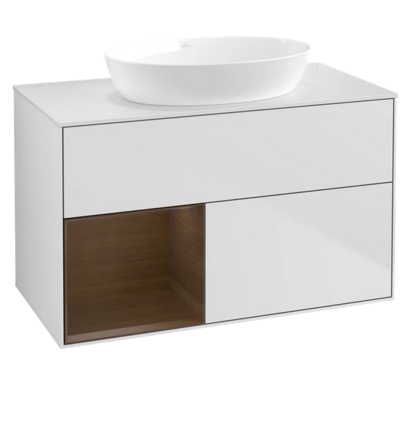 Тумба под раковину Villeroy & Boch Finion 100х50,1 см с подсветкой МДФ белый матовый лак/стекло белое матовое FA11GNMT