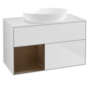 Тумба под раковину Villeroy & Boch Finion 100х50,1 см с подсветкой МДФ белый матовый лак/стекло белое матовое FA11GNMT