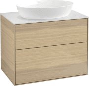 Тумба під раковину Villeroy & Boch Finion 80х50,1 см з підсвічуванням МДФ шпон дуба/скло біле матове G99100PC