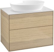 Тумба під раковину Villeroy & Boch Finion 80х50,1 см з підсвічуванням МДФ шпон дуба/скло біле матове G99100PC