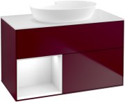 Тумба под раковину Villeroy & Boch Finion 100х50,1 см с подсветкой МДФ пион матовый лак/стекло белое матовое FA11GFHB