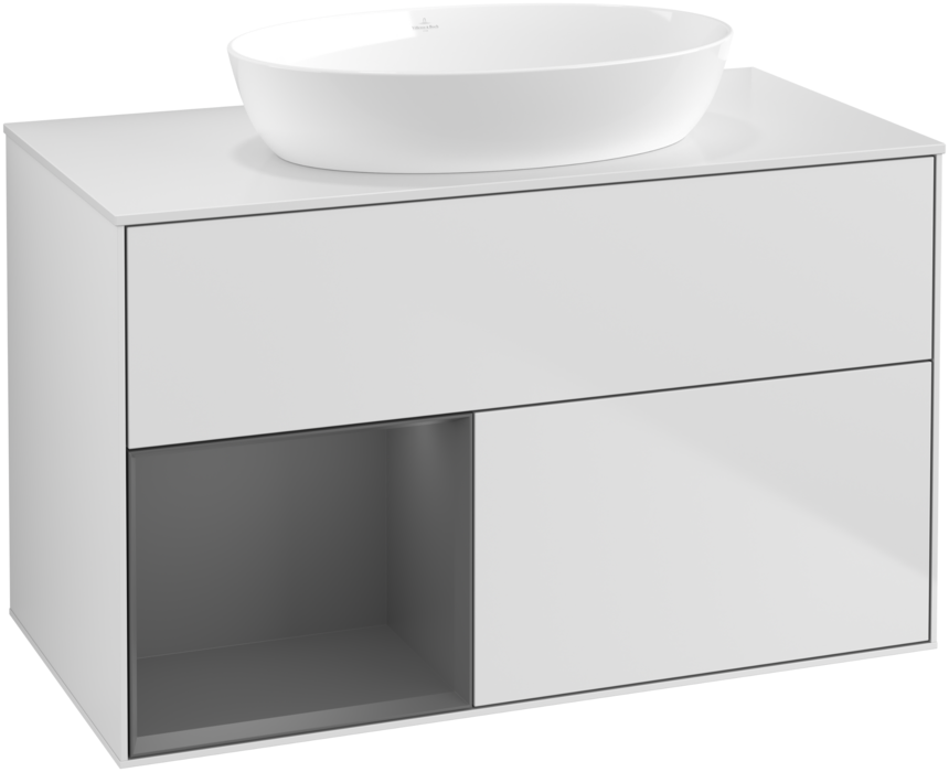 Тумба под раковину Villeroy & Boch Finion 100х50,1 см с подсветкой МДФ белый матовый лак/стекло белое матовое FA11GKMT