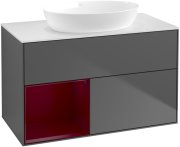 Тумба під раковину Villeroy & Boch Finion 100х50,1 см з підсвічуванням антрацит матовий лак/скло біле матове FA11HBGK
