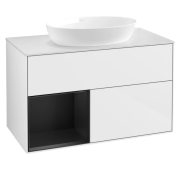 Тумба под раковину Villeroy & Boch Finion 100х50,1 см с подсветкой МДФ глянцевый белый лак/стекло белое матовое FA11PDGF