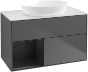 Тумба под раковину Villeroy & Boch Finion 100х50,1 см с подсветкой МДФ антрацит матовый лак/стекло белое матовое FA11PDGK