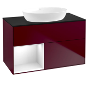 Тумба под раковину Villeroy & Boch Finion 100х50,1 см с подсветкой МДФ пион матовый лак/стекло черное матовое FA12GFHB