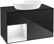 Тумба под раковину Villeroy & Boch Finion 100х50,1 см с подсветкой МДФ черный матовый лак/стекло черное матовое FA12GFPD