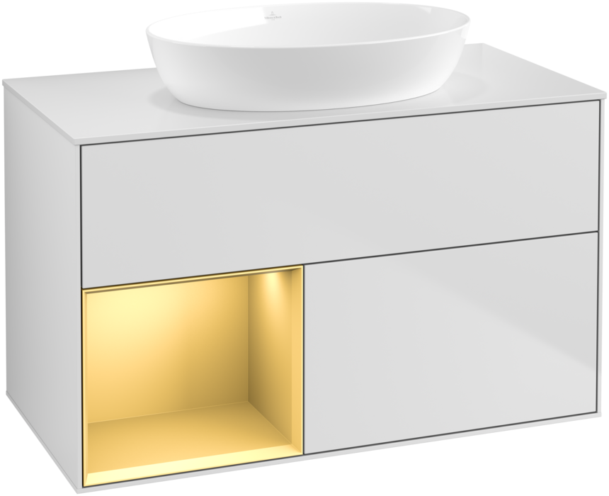 Тумба под раковину Villeroy & Boch Finion 100х50,1 см с подсветкой МДФ белый матовый лак/стекло белое матовое FA11HFMT