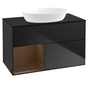 Тумба под раковину Villeroy & Boch Finion 100х50,1 см с подсветкой МДФ черный матовый лак/стекло черное матовое FA12GNPD