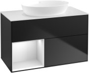 Тумба под раковину Villeroy & Boch Finion 100х50,1 см с подсветкой МДФ черный матовый лак/стекло белое матовое FA11MTPD