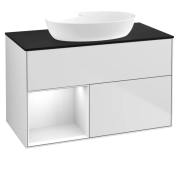 Тумба під раковину Villeroy & Boch Finion 100х50,1 см із підсвічуванням МДФ білий матовий лак/скло чорне матове FA12GFMT
