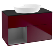 Тумба под раковину Villeroy & Boch Finion 100х50,1 см с подсветкой МДФ пион матовый лак/стекло черное матовое FA12GKHB