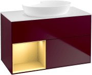 Тумба под раковину Villeroy & Boch Finion 100х50,1 см с подсветкой МДФ пион матовый лак/стекло белое матовое FA11HFHB