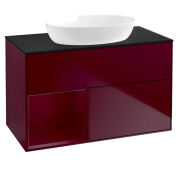 Тумба під раковину Villeroy & Boch Finion 100х50,1 см з підсвічуванням МДФ півонія матовий лак/скло чорне матове FA12HBHB