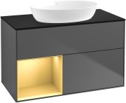 Тумба під раковину Villeroy & Boch Finion 100х50,1 см з підсвічуванням антрацит матовий лак/скло чорне матове FA12HFGK