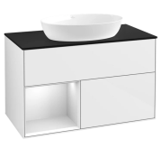 Тумба під раковину Villeroy & Boch Finion 100х50,1 см з підсвічуванням МДФ білий глянцевий лак/скло чорне матове FA12MTGF