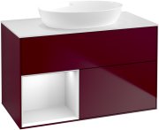 Тумба под раковину Villeroy & Boch Finion 100х50,1 см с подсветкой МДФ пион матовый лак/стекло белое матовое FA11MTHB