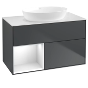 Тумба под раковину Villeroy & Boch Finion 100х50,1 см с подсветкой МДФ темно-синий матовый лак/стекло белое матовое FA11GFHG