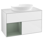 Тумба под раковину Villeroy & Boch Finion 100х50,1 см с подсветкой МДФ глянцевый белый лак/стекло белое матовое FA11GMGF