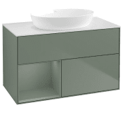 Тумба под раковину Villeroy & Boch Finion 100х50,1 см с подсветкой МДФ оливковый матовый лак/стекло белое матовое FA11GMGM