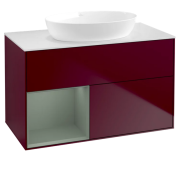 Тумба под раковину Villeroy & Boch Finion 100х50,1 см с подсветкой МДФ пион матовый лак/стекло белое матовое FA11GMHB