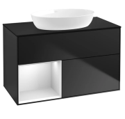 Тумба под раковину Villeroy & Boch Finion 100х50,1 см с подсветкой МДФ черный матовый лак/стекло черное матовое FA12MTPD